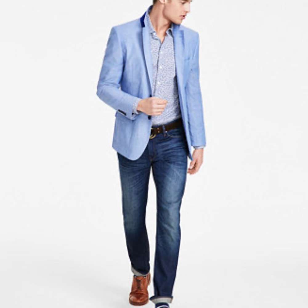 Nautica Brielle Chambray Blazer with Sailboat Pattern contrast